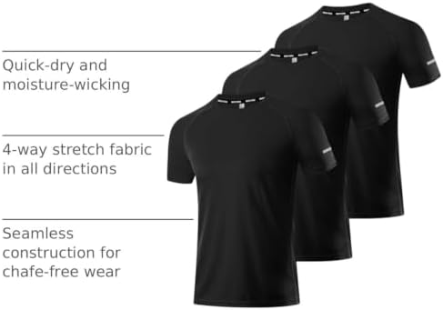 Boyzn 1, 3, 5 or 7 Pack Men's Workout Running Shirts, Dry Fit Moisture Wicking T-Shirt, Gym Athletic Short Sleeve Tee Shirts - Image 4
