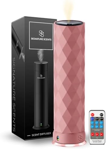 Waterless Essential Oil Hotel Scent Diffuser - Cold Air Diffuser - Covers 1000 sq. ft. - Waterless Diffuser for Home, Office & Hotel (Black + Light Pink Sleeve) (Black + Light Pink Sleeve) by SignatureScents