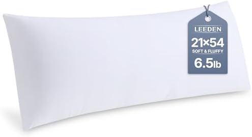 Leeden Full Body Pillow 20 x 54 for Side Sleepers White Support by LEEDEN