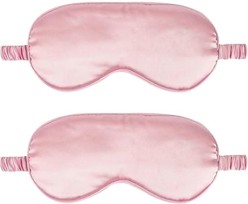 IEKEODI 2 Pack Silk Sleep Masks, Light Blocking Eye Masks, Pink & Pink by IEKEODI