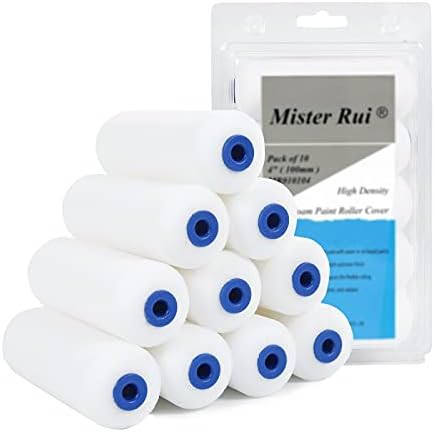 Mister Rui 4 Inch Foam Paint Roller Covers, 10-Pack for Cabinets & Doors by MisterRui