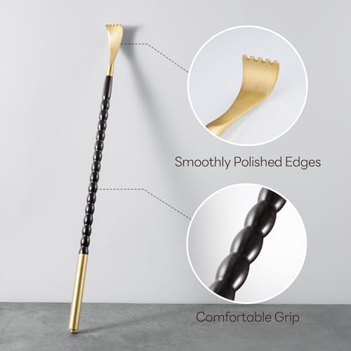 Tomorotec Back Scratcher Massager, Ebony Wood Brass Head Itch Relief 17.5" - Image 5