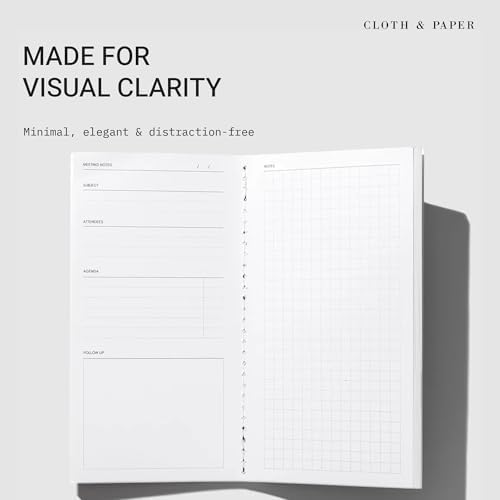Cloth & Paper Travel Notebook | Meeting Notes – Bordeaux | Pocket Plus Meeting Notebook 3.2" x 6" | Structured Meeting Layout for Agenda, Attendees, Notes & Follow Up Tracking – Soft Touch Cover - Image 2