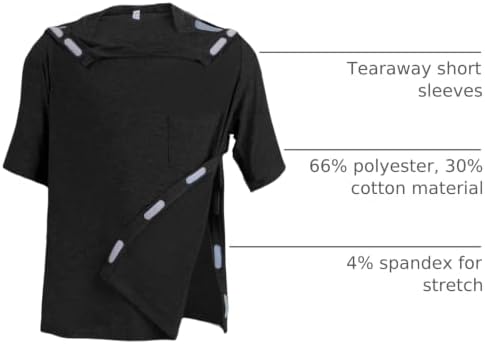 Unisex Post Shoulder Surgery Shirts Recovery Tear Away Short Sleeve Chemo Clothing with Stick On Fasteners, Convenient - Image 4