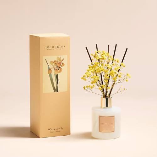 Cocorrína Reed Diffuser - Warm Vanilla Scented Diffuser with 8 Sticks Home Fragrance Reed Diffuser for Bathroom Shelf Decor - Image 5