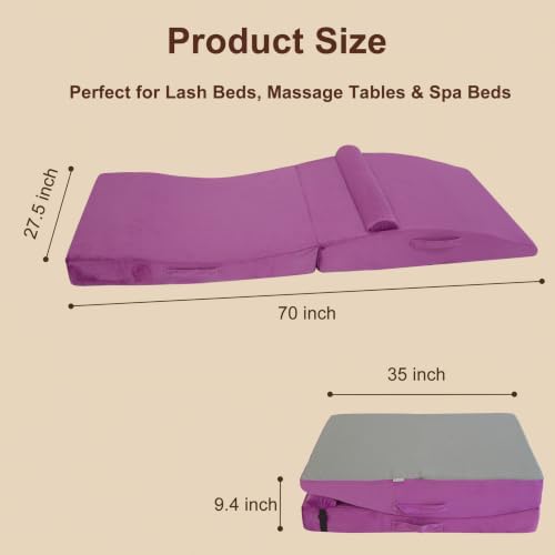 Lash Bed Topper,Ergonomic Massage Table Pad,Foldable,27.5"W *70"L - Image 2