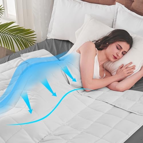 yescool Weighted Blanket for Adults (17 lbs, 60" x 80",White) Cooling Heavy Blanket for Sleeping Perfect for 160-180 lbs, Queen Size Breathable Blanket with Premium Glass Bead, Machine Washable - Image 3