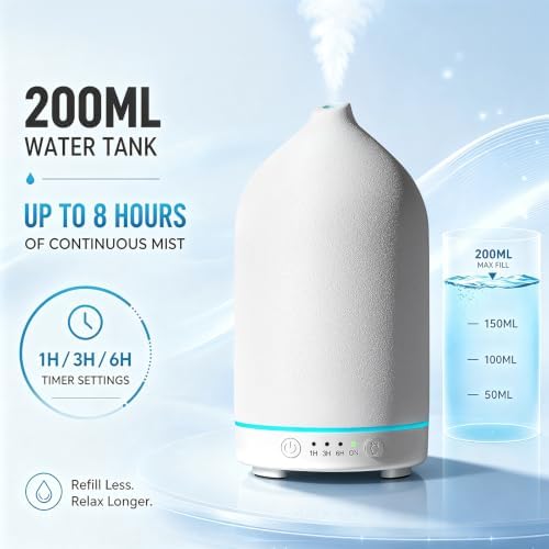 Gooamp 200ML Ceramic Essential Oil Diffuser for Home, Stone Diffuser - Image 3