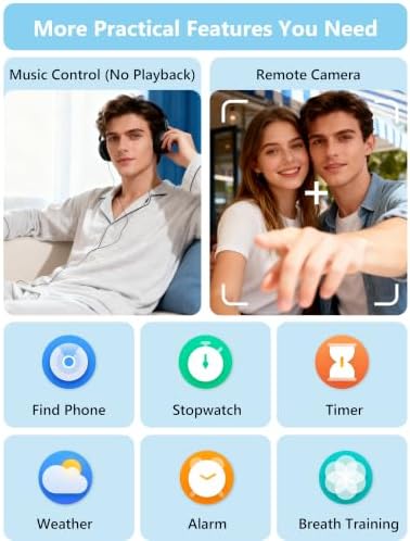 Smart Watch Men Women [2 Bands, 44mm case] 1.83" Alexa Fitness Tracker, Heart Rate, Sleep, Stress Monitor, IP68 Waterproof Smartwatch, Make/Answer Calls, Compatible with iPhone & Android Phones - Image 7