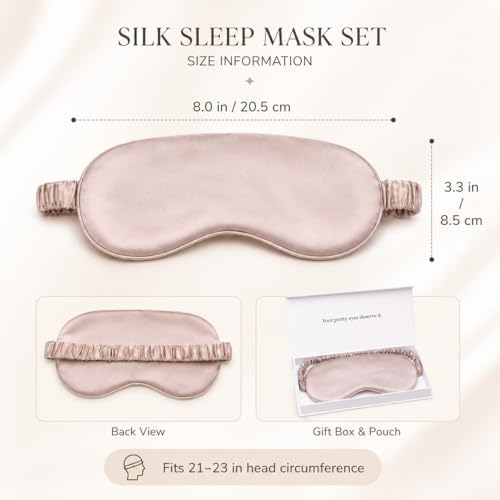Silk Sleep Mask Light Blocking Luxury 100% Mulberry 19mm Silk Eye Mask Eye Cover Blindfold Ultra Soft Light & Comfy Anti Aging Skin Care with Travel Bag Gift Package - Image 3