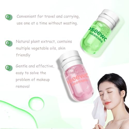 Cleansing Oil Mini Travel-Friendly, Natural Makeup Remover Portable 20pcs Gentle Moisturizing Cleansing Oil for All Skin Types, Travel with (Rose) - Image 3