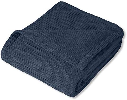 100% Fine Cotton Luxurious Basket Weave Blanket, Navy, King Size (Pack of 6) - Image 2