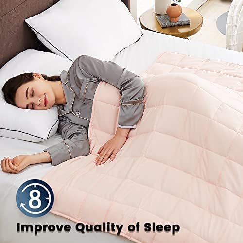 CuteKing Weighted Blanket for Adults(12lbs, 48"x72", Pink) Heavy Blanket for 110-130lbs, Weighted Blanket for Cooling & Heating with Premium Glass Beads, Soft Thick Blanket for Adult All-Season - Image 2