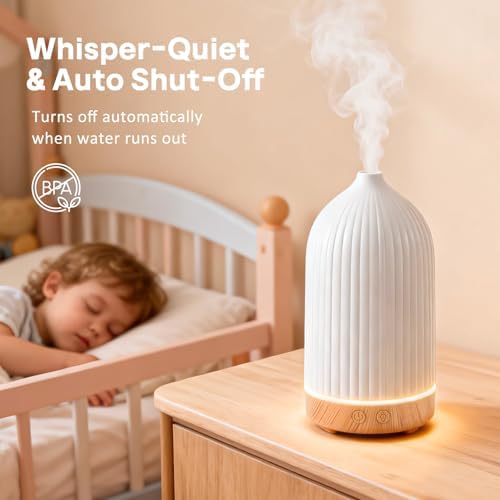 100ML Essential Oil Diffuser, Ultrasonic Cool Mist Aromatherapy Diffuser with Timer & 8-Color LED Light, Continuous & Intermittent Mist Modes, Auto-Off, Quiet Diffusers for Home Office Yoga - Image 6
