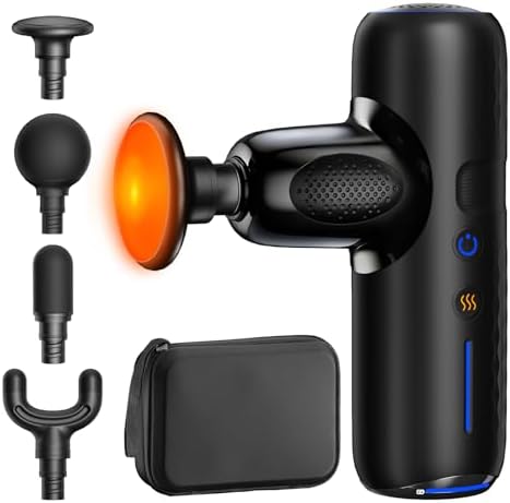 Mini Massage Gun, Massage Gun with Heat, Compact Lightweight Portable Travel Size Deep Tissue Percussion Small Massage Gun for Muscle Recovery with Carry Case by Unknown