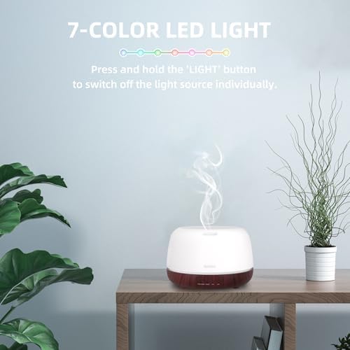 SEEDSEEL 300ML Essential Oil Diffuser,Aromatherapy Diffuser with Remote Control, 7-Color LED Light and 4 Timers,Quiet Auto-Off for Bedroom, Home,Office - Image 7