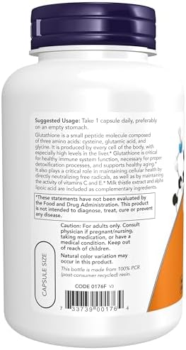 Now Foods Supplements, Glutathione 500 mg, with Milk Thistle Extract & Alpha Lipoic Acid, Free Radical Neutralizer*, 120 Veg Capsules, Beige - Image 3