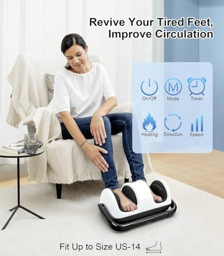 CARESKY® Shiatsu Foot Massager with Heat, Rolling Deep Kneading, Feet Massager Machine for Plantar Fasciitis, Neuropathy Pain, Size up to 14", Multiple Modes - Image 2