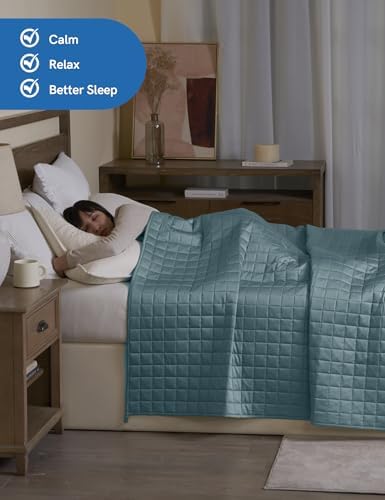 YnM King Size Cooling Weighted Blanket for Adults (88x104 Inches, 40 Pounds, Sea Grass), Perfect for Hot Sleepers with Cooling Rayon/Glass Beads, Heavy Bed Blanket for Couple on Queen or King Bed - Image 3