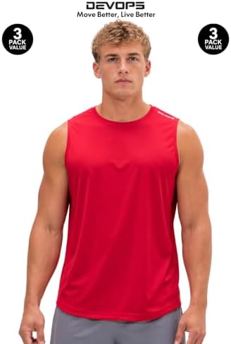 DEVOPS 3 Pack Sleeveless Men's Muscle Shirts Dry Fit Tank Top Gym - Image 6