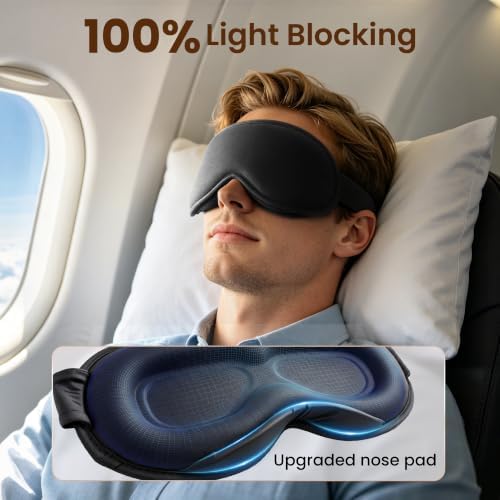Weighted Eye Mask for Sleep, 3D Blackout Sleep Mask for Women Men, Black - Image 2