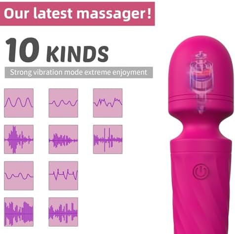 Mini Massager Wand-Waterproof,10 Vibration(Rose red) - Image 2