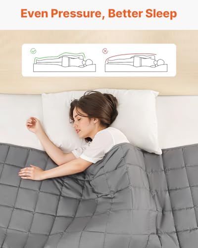 VEVOR Weighted Blanket 60 x 80 inch - Queen Size, 25 lbs Heavy Blanket with Cooling Glass Beads, Soft & Breathable for All-Season Use, Suitable for Adults 250–310 lbs, Ideal Gift Choice (Grey) - Image 2