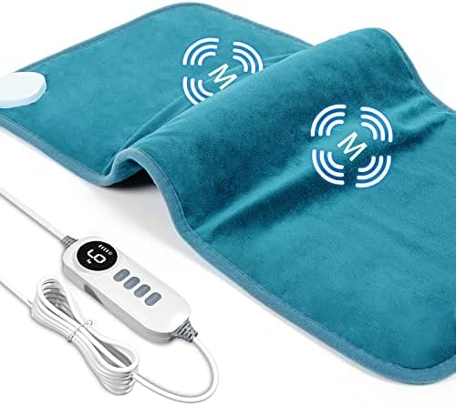 DAILYLIFF Massage Heating Pad, 12"x 24" Electric Heated Pads with Massager, 4 Massage Modes, 6 Heat Settings, 24 Relaxing Combinations, Auto-Shut Off, Green by DAILYLIFE