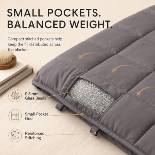 Smart Queen Cooling Weighted Blanket for Adults 15 lbs, 48"x72" Twin Size Heavy Blanket for Sleeping, Soft Breathable Cotton with Glass Beads, Machine Washable, Grey (Fits 120-160 lbs) - Image 5