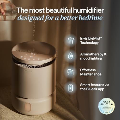 BLUEAIR Room Humidifier - DreamWell - 48Hr Top-Fill Mist-Free InvisibleMist Technology Aroma Stone for Essential Oils and Soothing Mood Lighting - Quiet Operation for Bedroom and Home Use, Beige - Image 2
