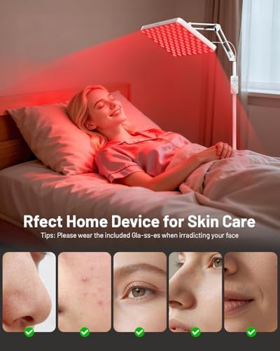 SUXIO Red Light Therapy for Face & Body, 165 Red LED Therapy Lamp, Red Light Therapy Panel with Remote, Deep 660nm - 820nm Near Infrared Light Therapy for Body, White-01 - Image 3
