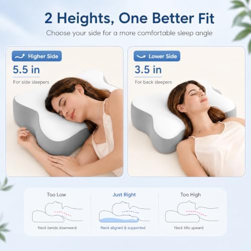 jiaao Cervical Neck Pillow for Pain Relief, Memory Foam Neck Support, White - Image 5