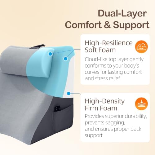 Vekkia 21” Back Rest Pillow with Dual-Layer Foam for Reclining and Sitting - Image 3