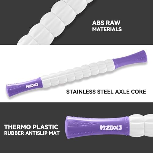 Muscle Roller Massage Roller Stick- Deep Tissue Fascia Blaster for Myofascial Pain Relief, Lymphatic Drainage & Body Sculpting, Handheld Physical Therapy & Recovery Tool ​(Purple White) - Image 2