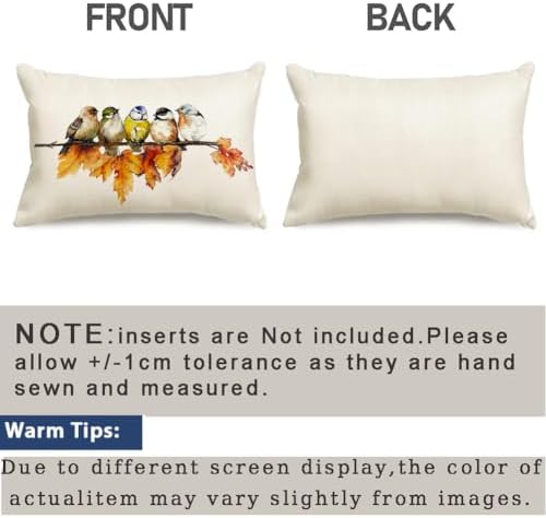 RABUSOFA Fall Pillow Covers 12x20 Inch Bird Autumn Decorations for Home Outdoor Thanksgiving Decor Maple Leaf Decorative Lumbar Throw Pillow Cases Farmhouse for Couch Sofa - Image 7