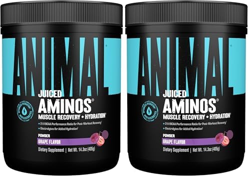 Animal Juiced Amino Acids - BCAA Powder EAA Matrix Plus Hydration with Electrolytes and Sea Salt Anytime Recovery and Improved Performance,Grape Flavor,30 Servings,(Pack of 2) by Animal