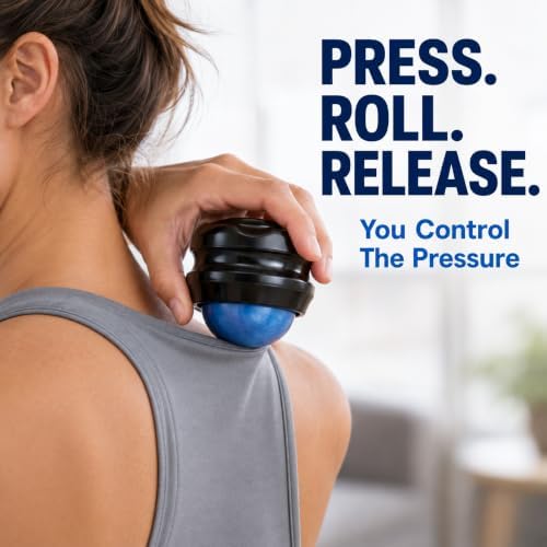 Manual Massage Ball Roller for Essential Oils & Lotion - Blue Handheld Deep Tissue Massager for Back, Neck & Foot Relief - Image 3