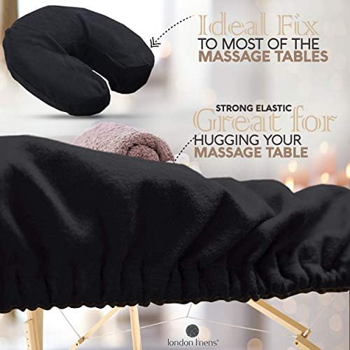 London Linens Extra Thick 3 Piece Massage Table Sheets Set - 100% Natural Cotton Flannel - Includes Massage Table Cover, Fitted Sheet, Face Rest Cover (Exotic Black) - Image 5