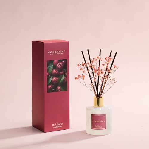 COCORRÍNA Reed Diffuser - Red Berries 6.7 fl oz Reed Diffuser with Sticks, Home Bedrrom Bathroom Shelf Decor - Image 2