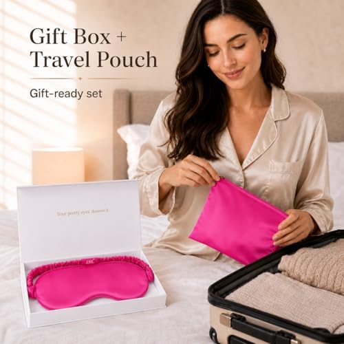 Silk Sleep Mask Light Blocking Luxury 100% Mulberry 19mm Silk Eye Mask Eye Cover Blindfold Ultra Soft Light & Comfy Anti Aging Skin Care with Travel Bag Gift Package - Image 4
