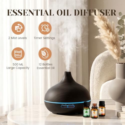 Hanolly Essential Oil Diffuser for Home 500ML - Image 2