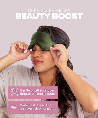 SUNDAYSILKS™ Exclusive Mulberry Silk Sleep Mask | Soft Eye Covers, Blackout Sleeping Mask for Women & Men | Silk Eye Mask for Sleep, Travel, and Relaxation | Antifaz para Dormir [Olive] - Image 5