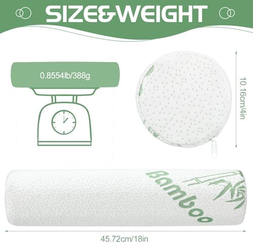Bucherry 2 Pcs Memory Foam Neck Roll Pillow 18 x 4 Inches - Image 2