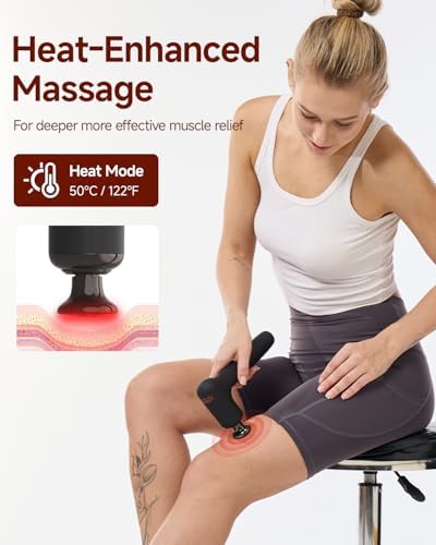 2-in-1 Detachable Massage Gun with Heat, Muscle Massager with Long Handle - Image 3