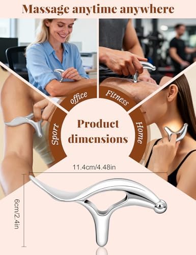 ideayard Stainless Steel Massage Tool for Trigger Point & Deep Tissue, Professional Gua Sha Scraper, Muscle Scraper for Neck, Back, Full Body Pain Relief, Thumb Saver Acupressure Tool - Image 2