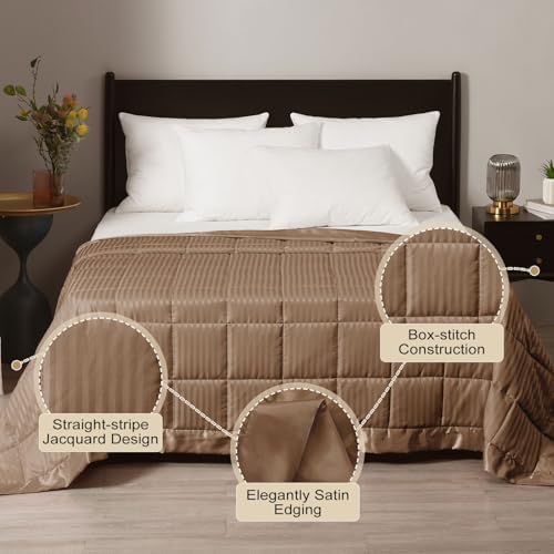 downluxe Weighted Blanket Queen Size, 15 lb Weighted Blanket with Glass Beads for All Season, Machine Washable Heavy Blanket (Brown, 90 X 90 Inch) - Image 2