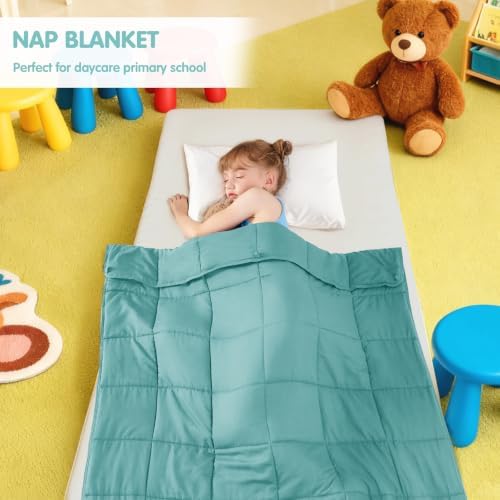 yescool Teal Weighted Blanket 5 Pounds Cooling Weighted Lap Blanket, Heavy Blanket for Sleeping, Weighted Throw Blanket Gifts for 40-60lbs, 36"x48" - Image 5
