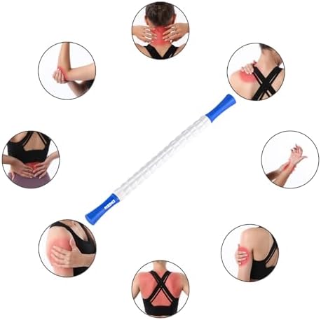 Muscle Roller Massage Roller Stick- Deep Tissue Fascia Blaster for Myofascial Pain Relief, Lymphatic Drainage & Body Sculpting, Handheld Physical Therapy & Recovery Tool (Blue White) - Image 7