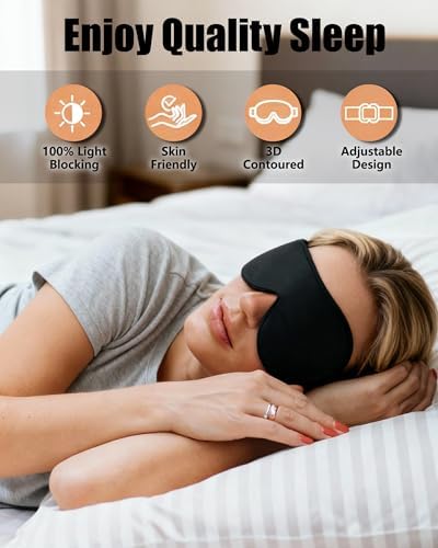 Sleep Mask for Side Sleeper Men Women, 100% Blackout Sleep Mask, Zero Eye Pressure 3D Sleeping Mask, Ergonomic Design and Breathable, Suitable for Travel Yoga, Black - Image 2