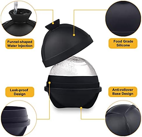 Silicone Ice Ball Molds with Built-in Funnel for Whiskey,Set of 4 - Image 4